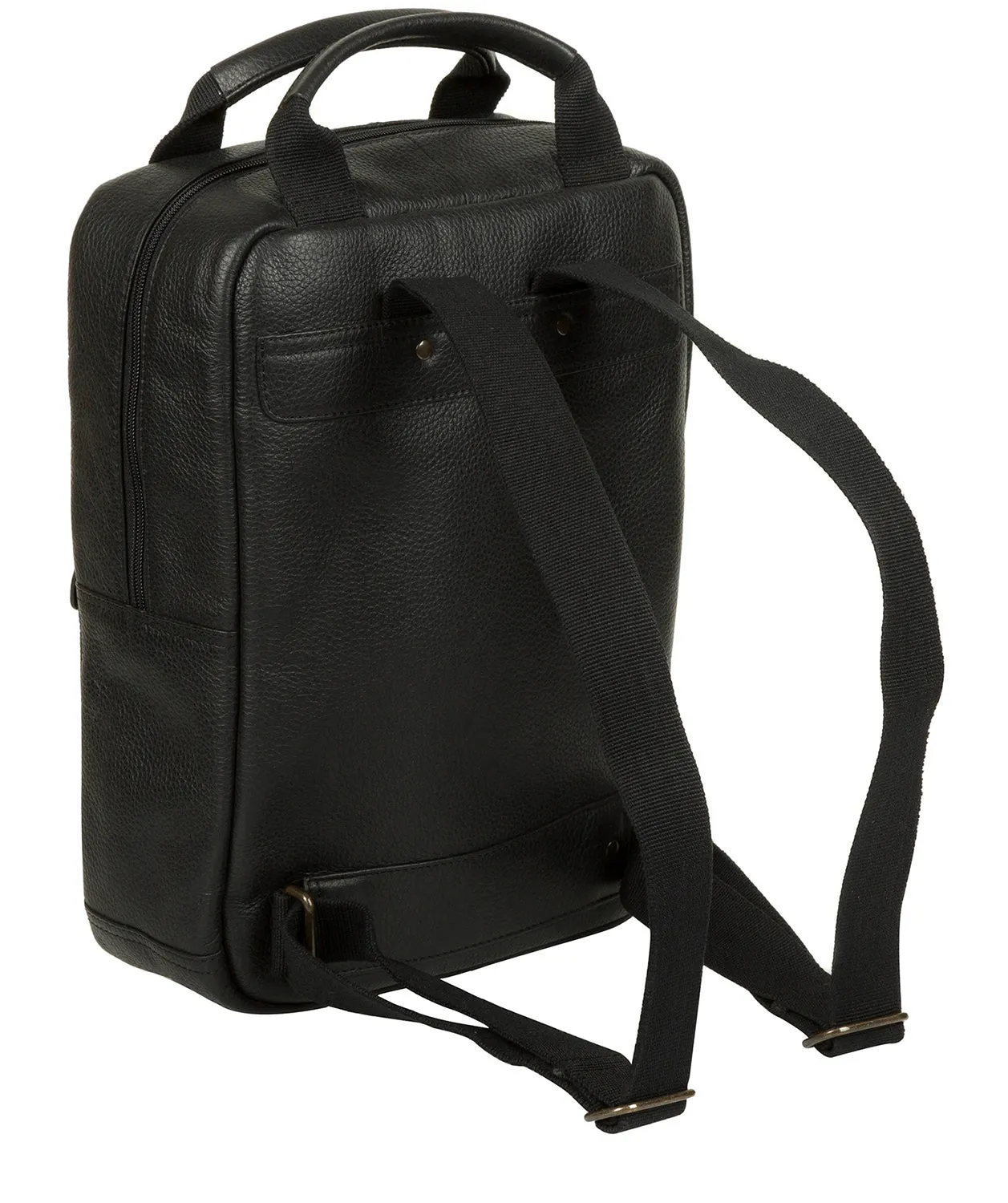 'Revolution' Black Leather Backpack
